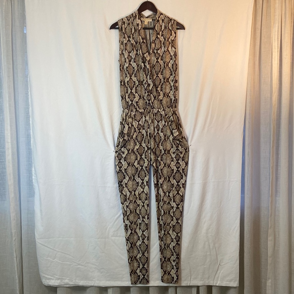 Michael Kors Neutral Snake Skin Jumpsuit